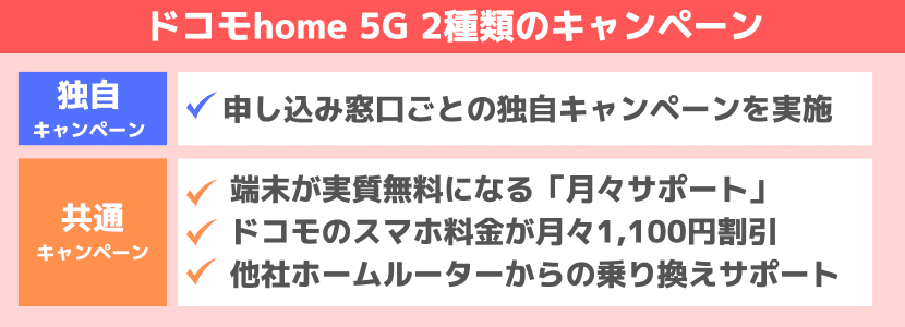 2024年11月ドコモhome 5G のキャンペーン比較！家電量販店や代理店のお得な特典情報│WiMAX比較.com~おすすめプロバイダ23社ランキング2024年11月