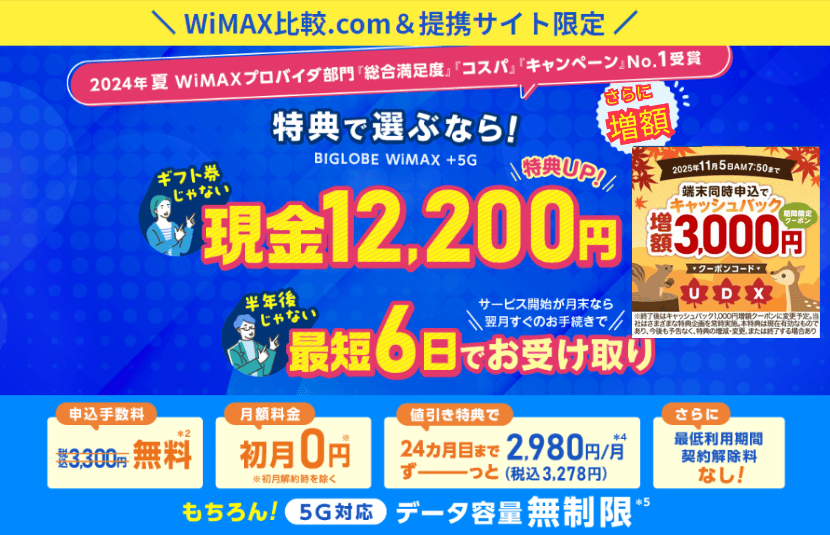 pocket wifiのBIGLOBE WiMAX